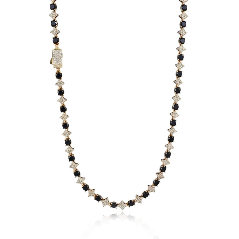 18K Gold-Filled 6mm Tennis Star Necklace with Simulated Diamonds - 55.8cm