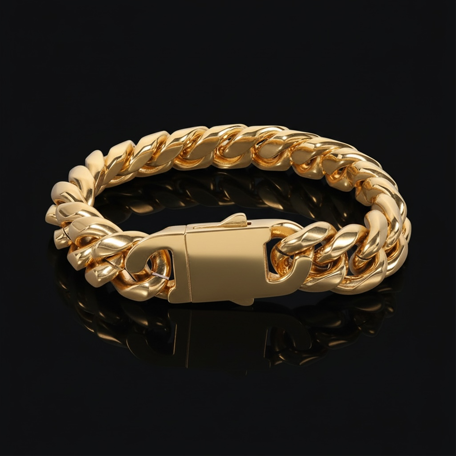 18K Gold-Filled Cuban Link Chain Bracelet, 8MM Wide - 20.3cm