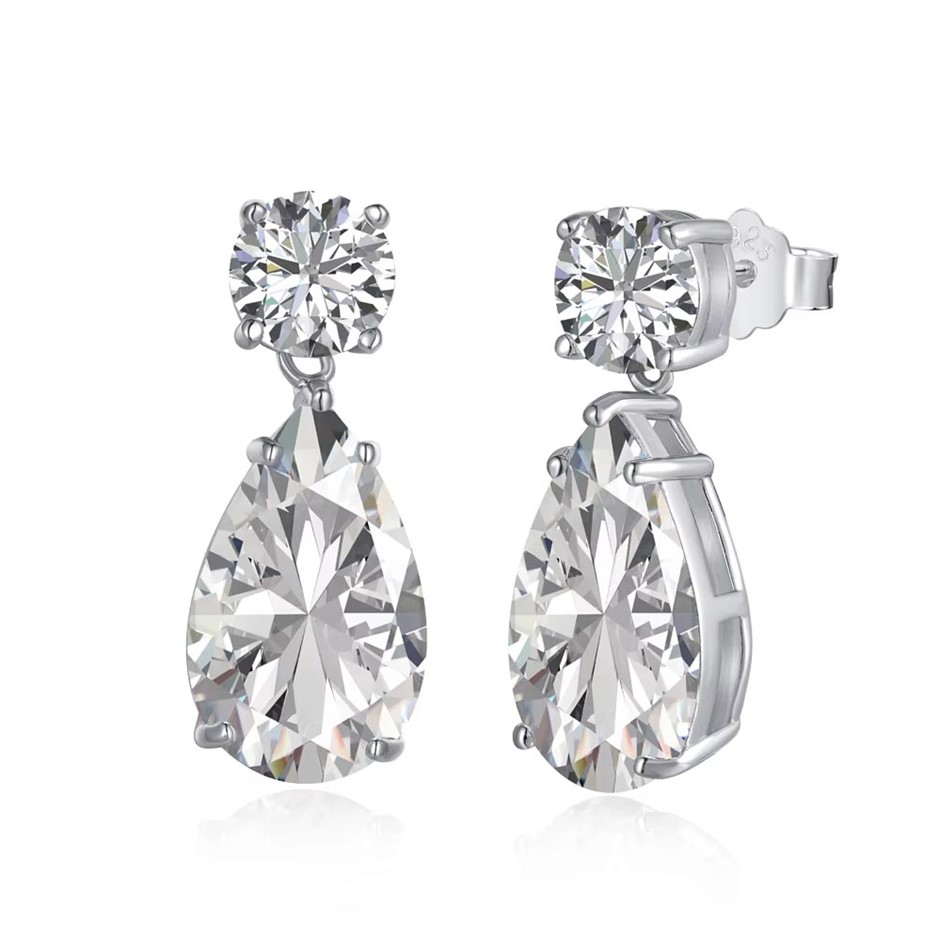 5.0ct Teardrop 925 Sterling Silver Simulated Diamonds Earrings