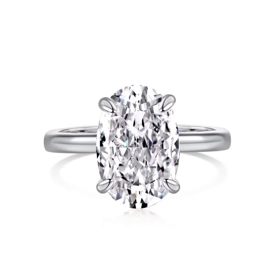 3.5ct Oval Cut Simulated Diamond 925 Sterling Silver Ring - Size 6