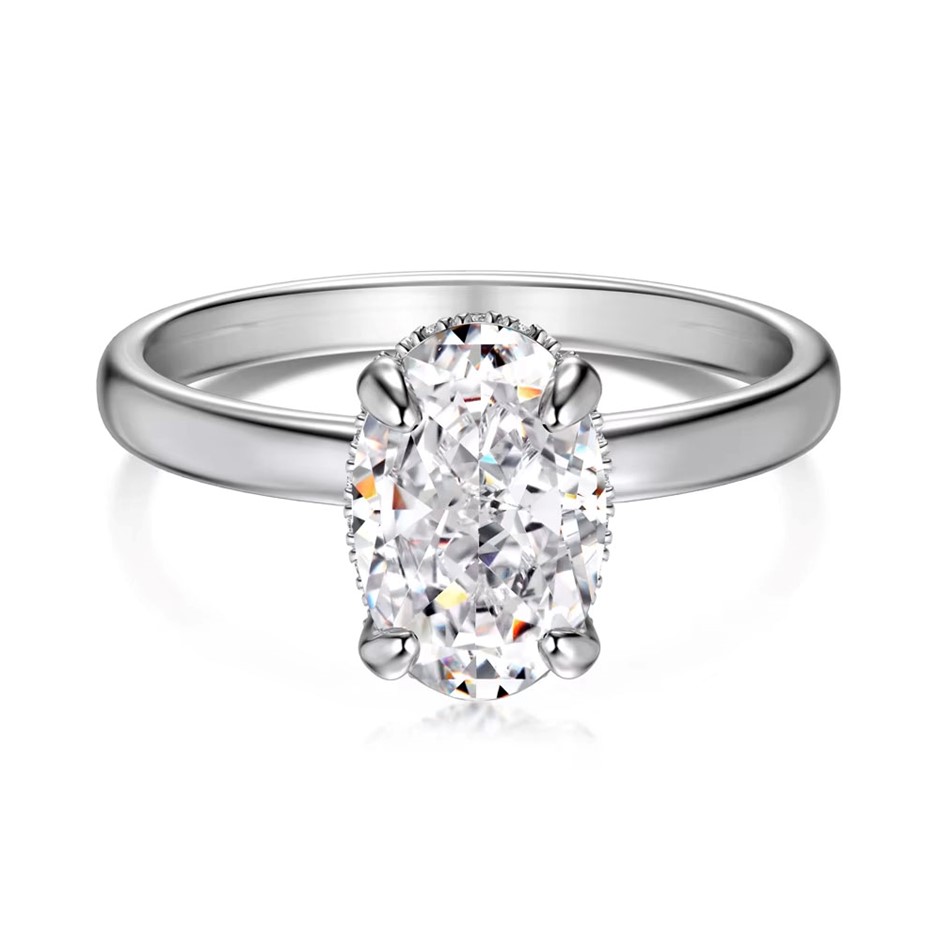 1.5ct Oval Cut Simulated Diamond 925 Sterling Silver Ring - Size 6