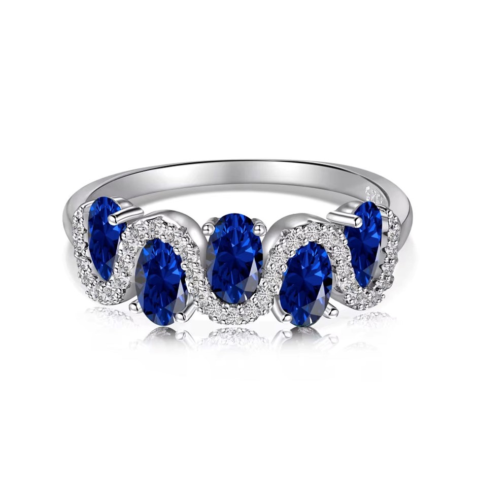 0.25ct Wave Shape Simulated Diamond 925 Sterling Silver Ring - Size 9