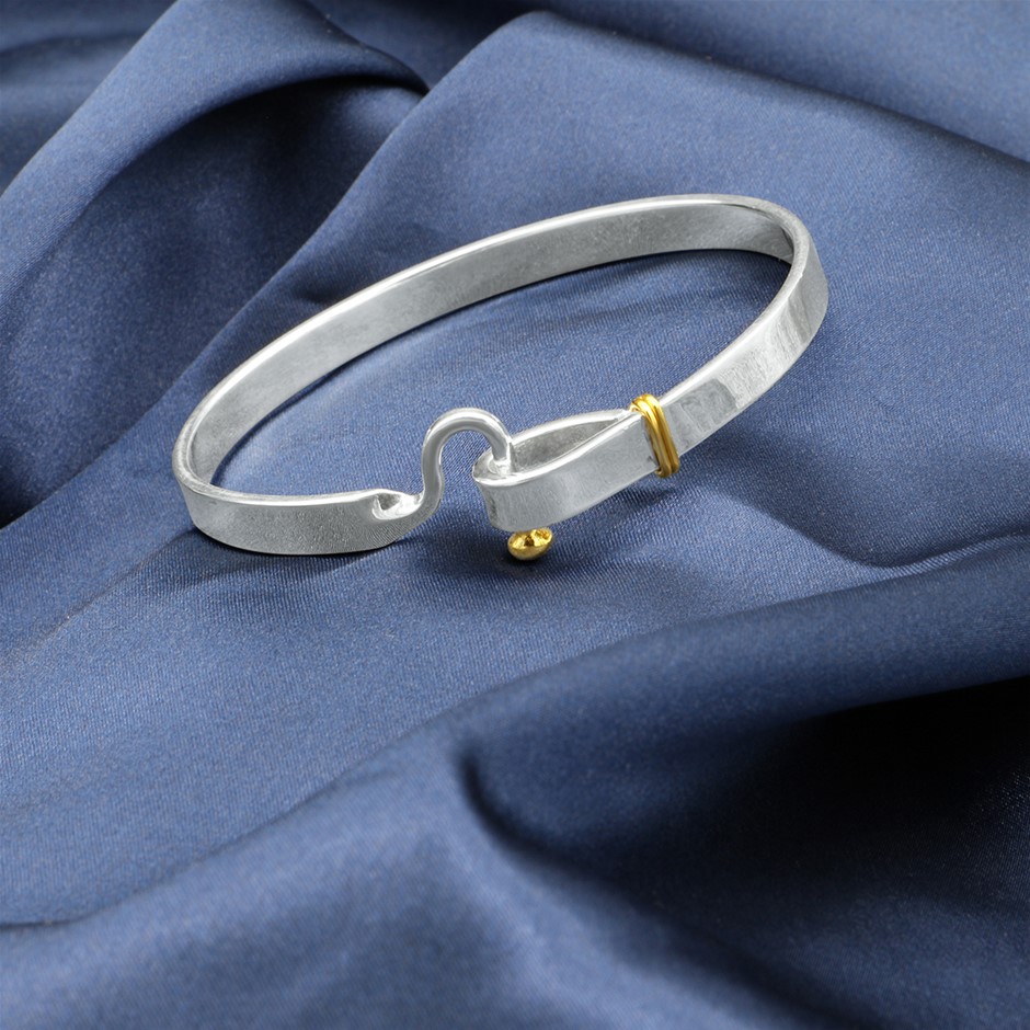 Designer 925 Sterling Silver Plated Round Bangle - Demo