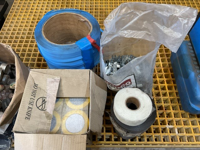 Assorted Masking Tape, Plastic Strap and Clips, Plascorse and Clips