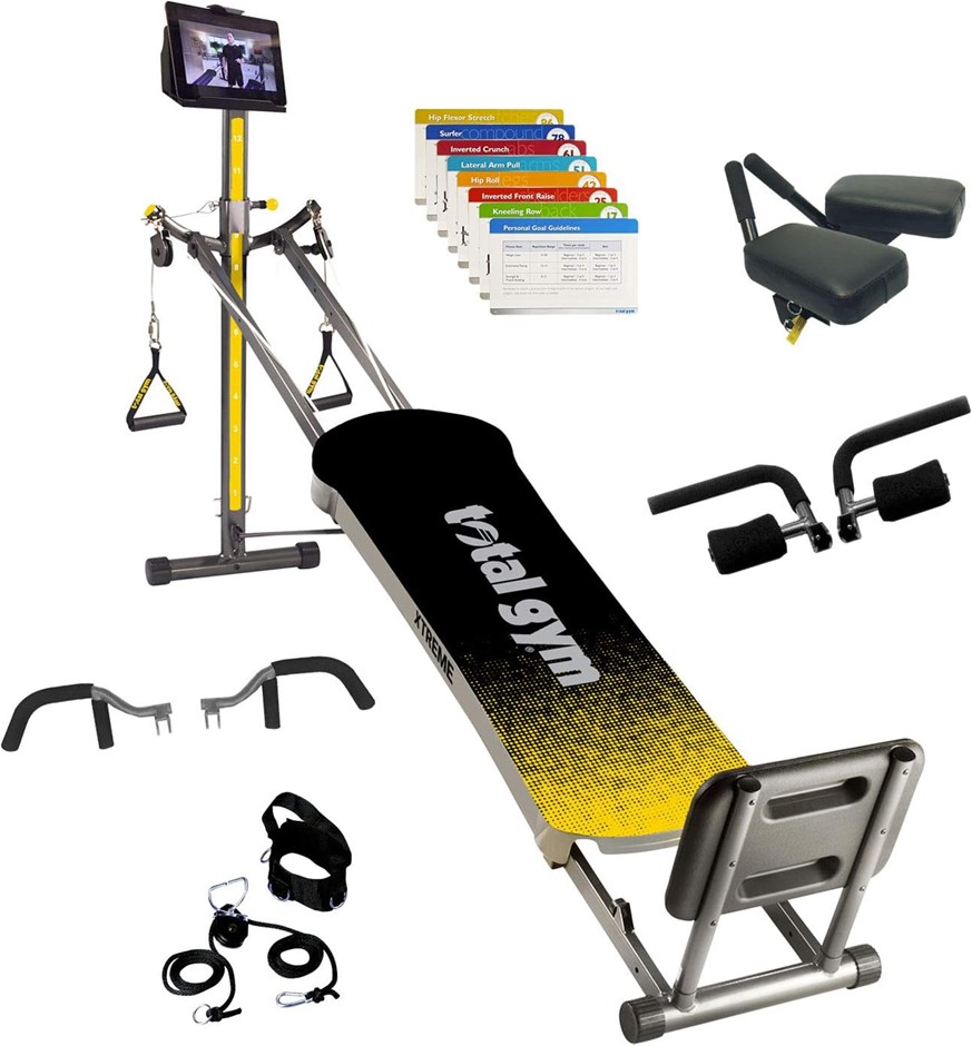 TOTAL GYM Xtreme Home Gym System, Silver/Grey Steel, 158kg Weight Limit. NB