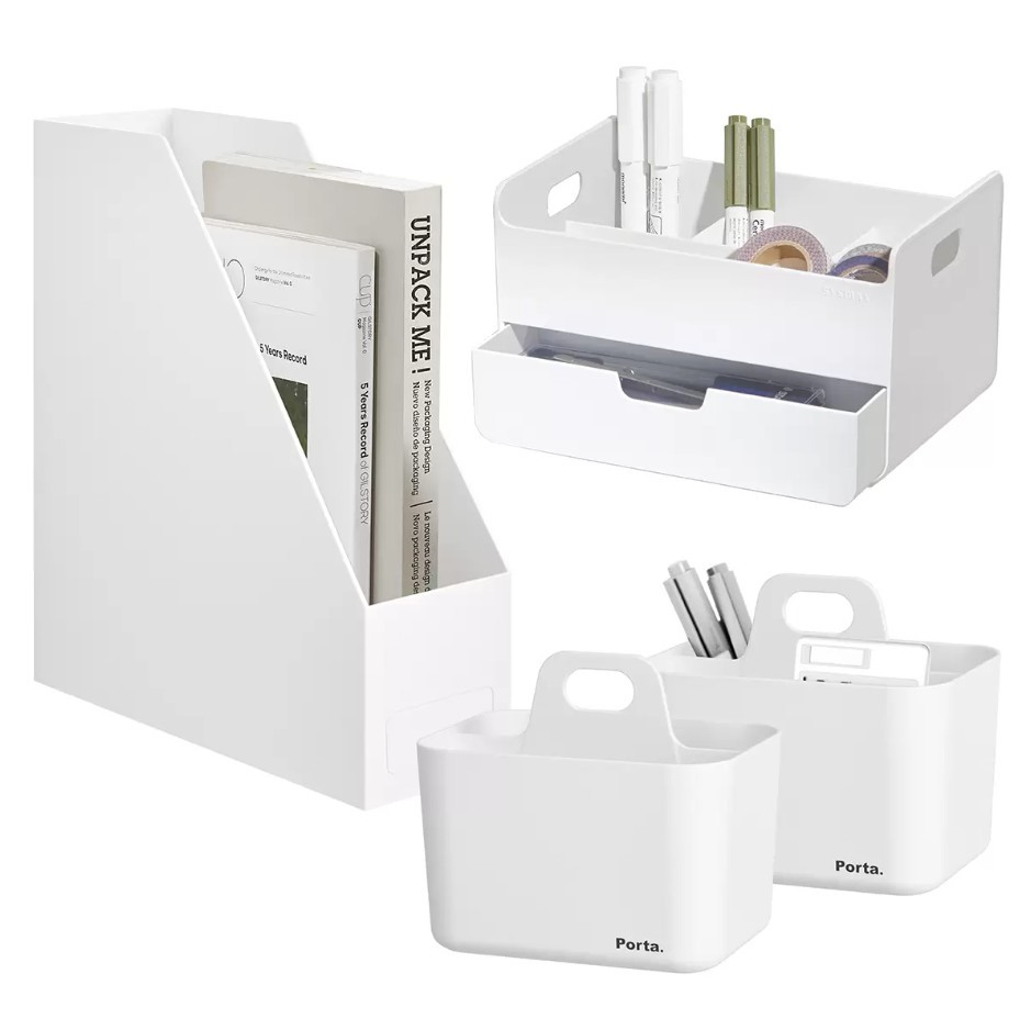 LITEM Desk Organiser Combo Set, White.