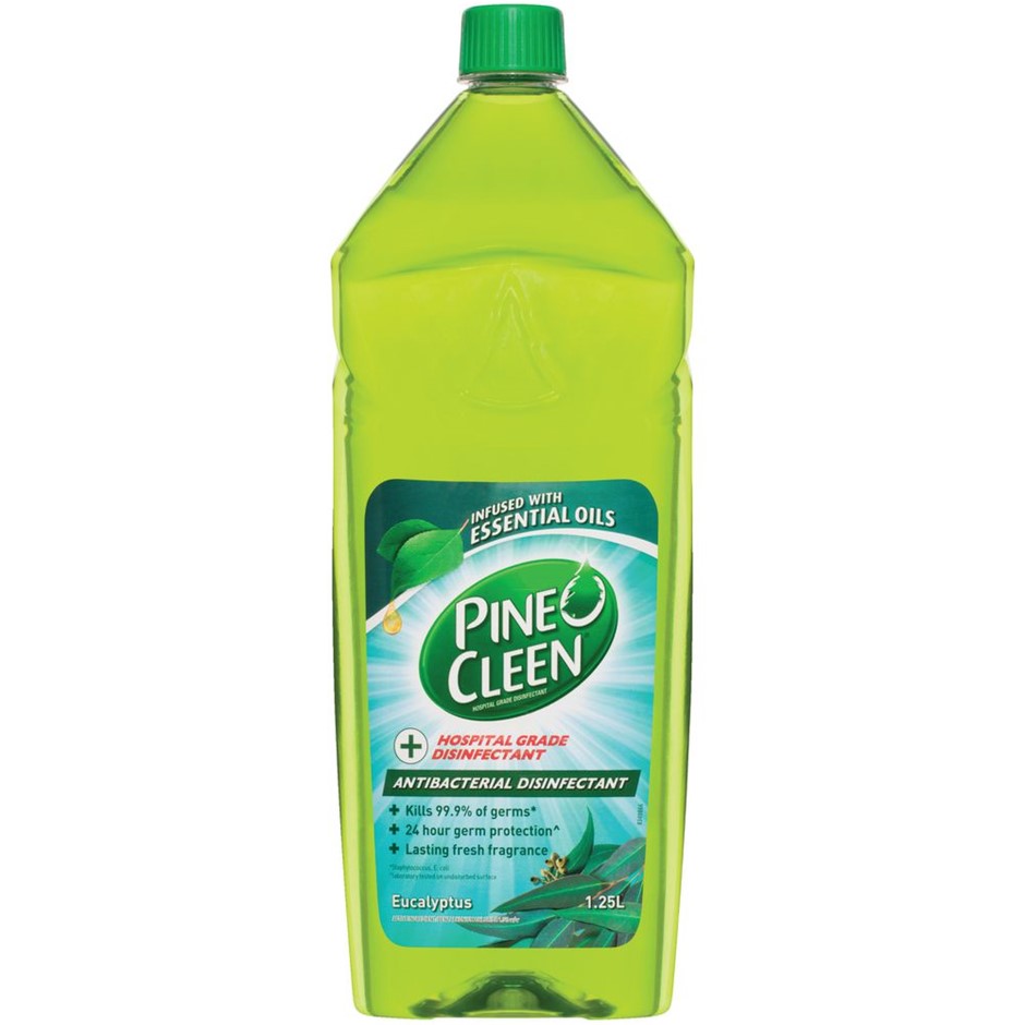 4 x PINE O CLEEN Antibacterial Disinfectant, Eucalyptus, 1.25L. NB: Dented