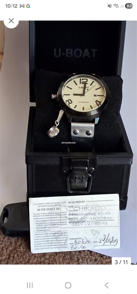 U-BOAT CLASSICO LEFT HOOK 53MM STAINLESS STEEL 5365 AUTOMATIC BXP & COA