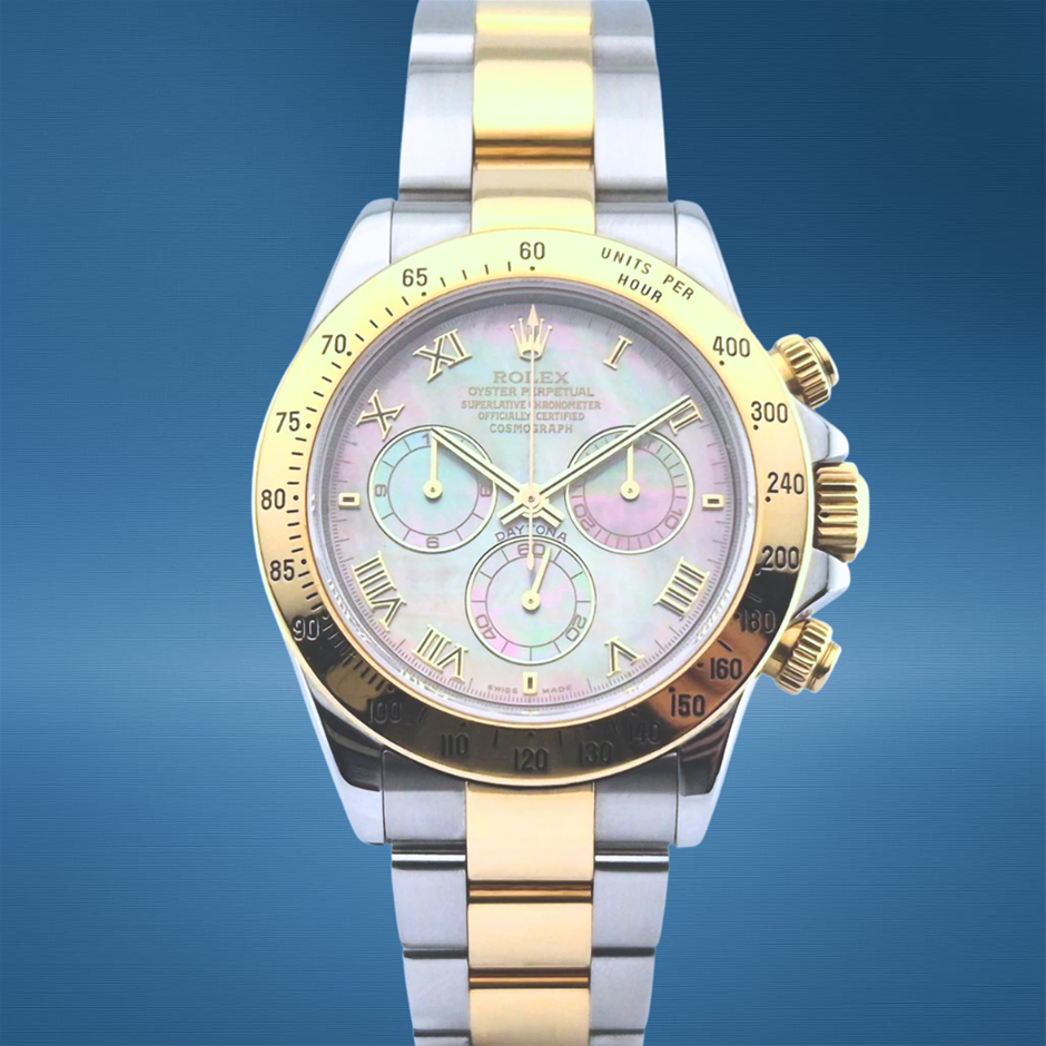 ROLEX COSMOGRAPH DAYTONA 40MM YELLOW ROLESOR 116523 AUTOMATIC WXO & COA