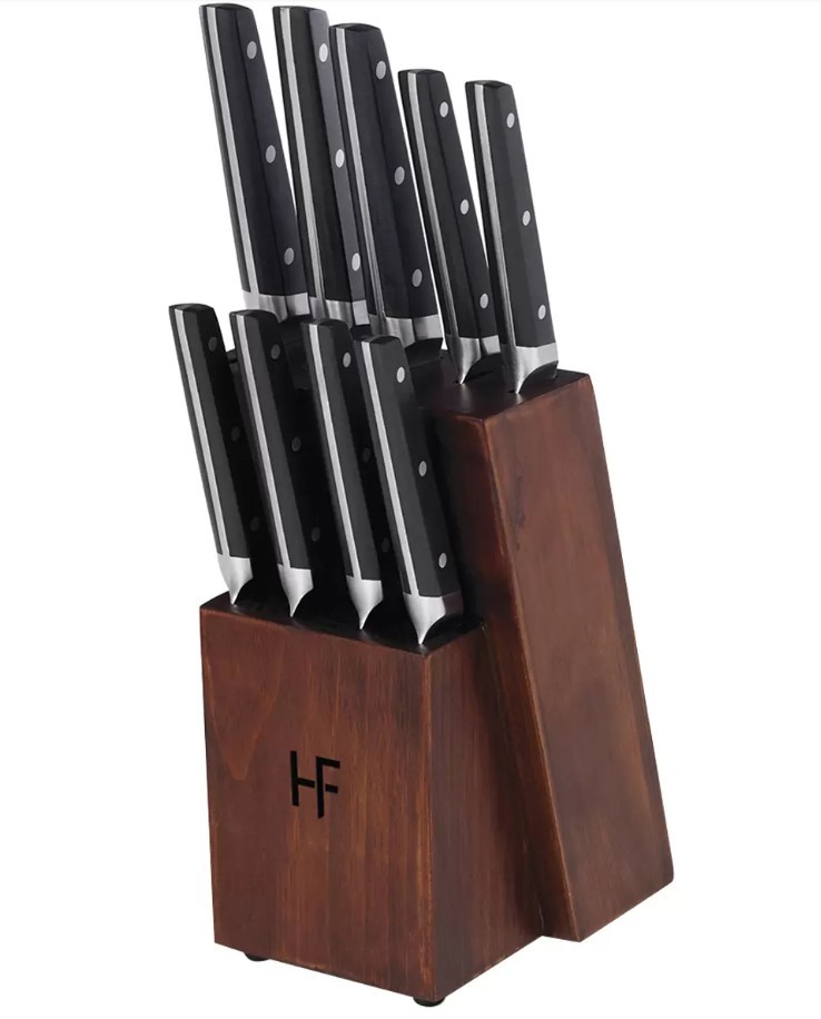 Hampton Forge Knife Block Set 10 Piece Black. NB: Minor use. You must be