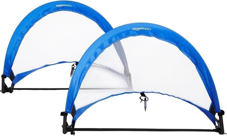 Amazon Basics Pop-Up Soccer Goal Net Set (2-Pack), 76cm x 55cm, with Carryi
