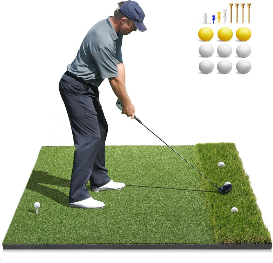 Premium Dual-Turf Golf Mat: 120x150 cm Thickened Golf Practice Hitting Mat,