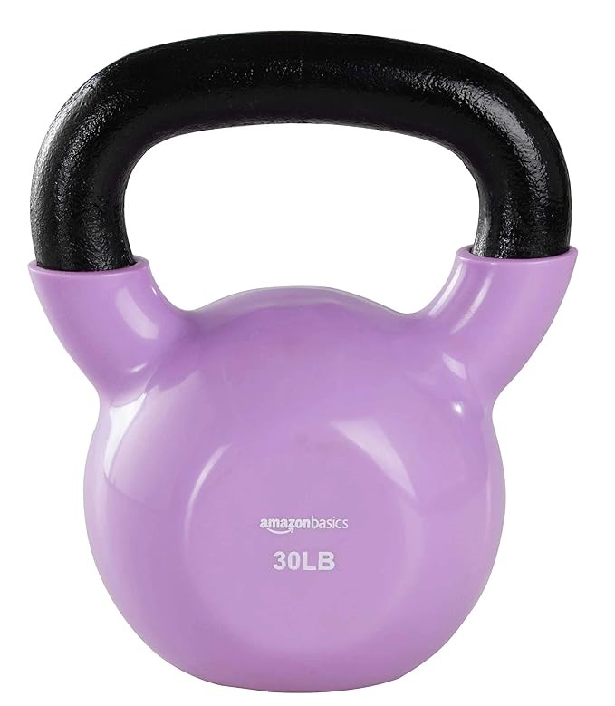 AMAZON BASICS Vinyl Kettlebell - 30 Pounds, Light Purple
