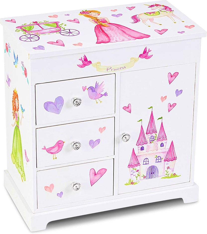 JEWELKEEPER Unicorn Musical Jewellery Box with 3 Pullout Drawers. NB: Sligh