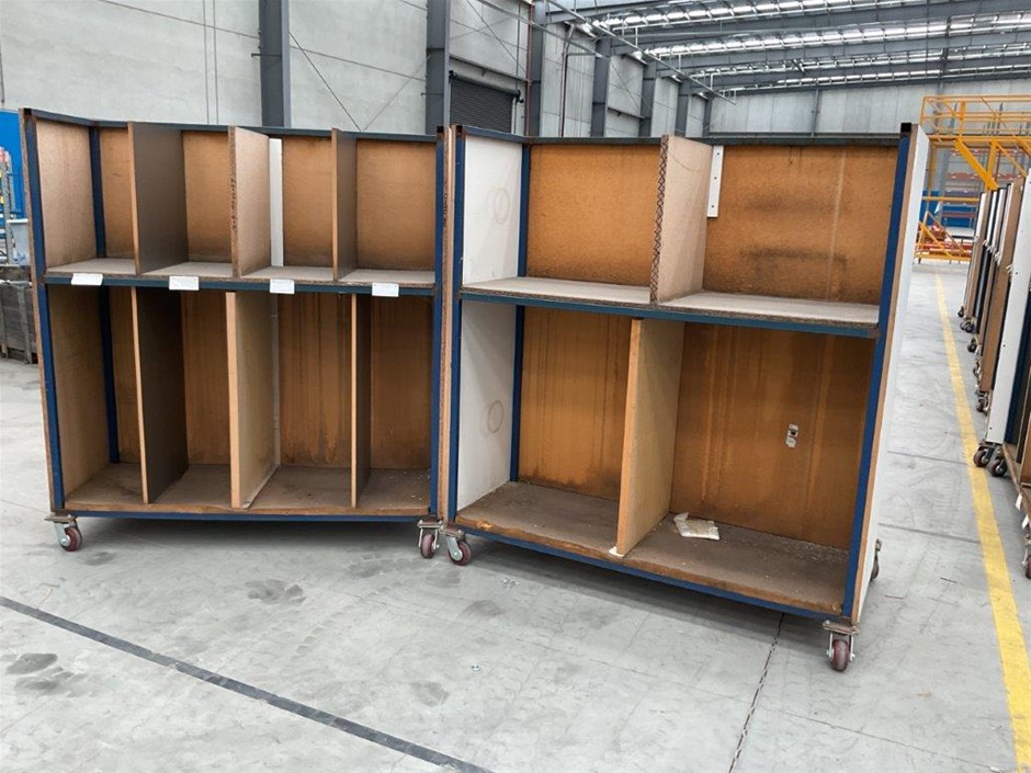 Steel Fabricated Trolley with Timber Shelving x 2