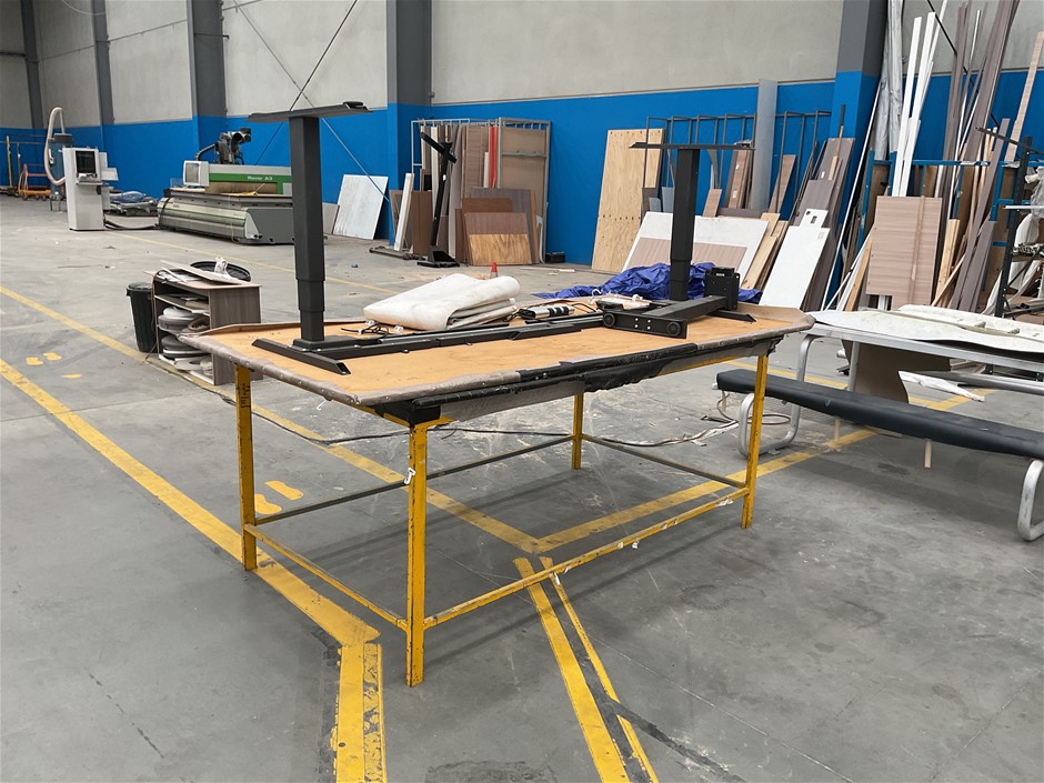 Height Adjustable Desk and Steel Frame Work Bench