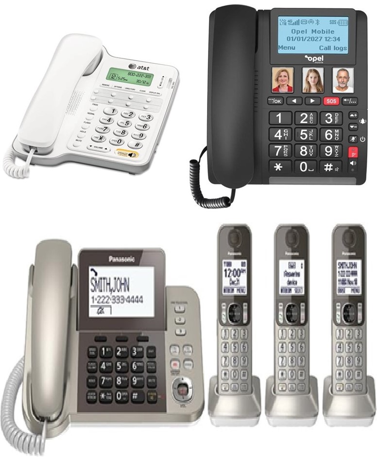 3 x Assorted Corded Speakerphones. 1 x AT&T CL2909 Corded Phone with Speake