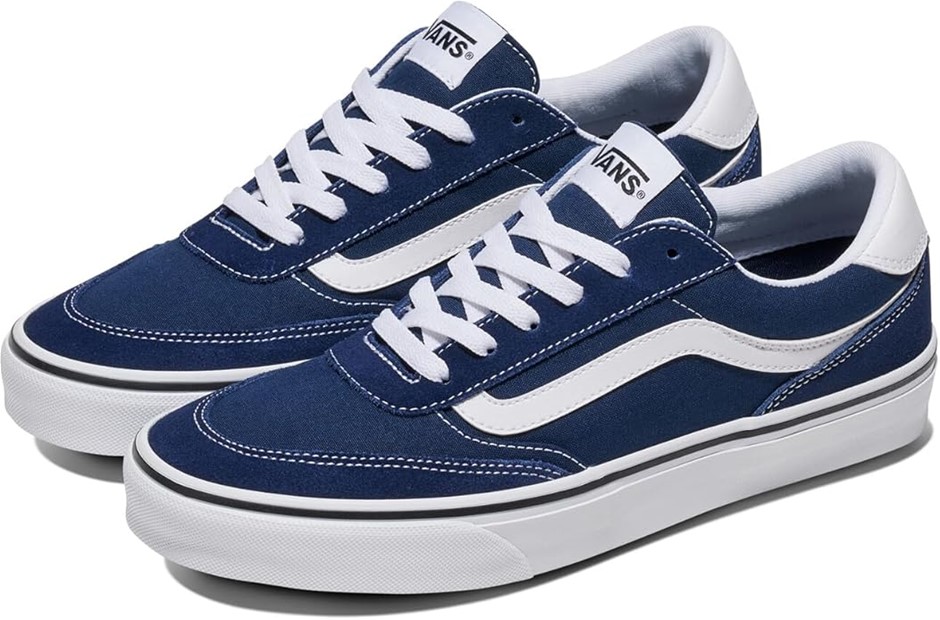VANS Men's Brooklyn LS Sneaker, US12/EU46, Suede/Canvas Dress Blues, VN000D