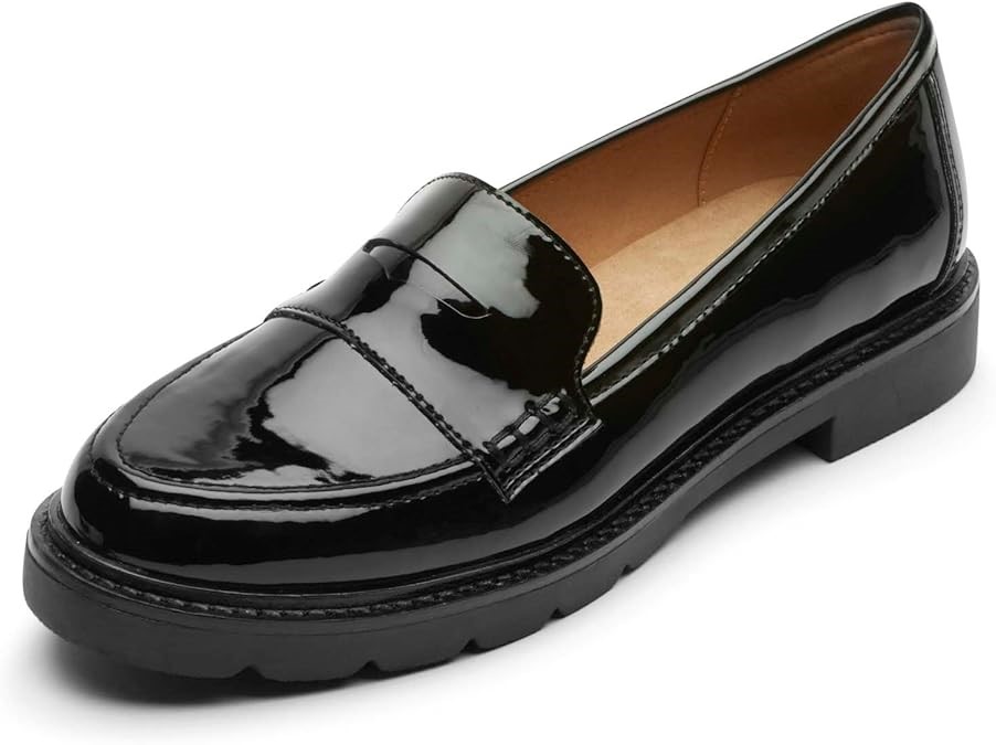 ROCKPORT Women's Kacey Penny Loafer Flat, Size 8M, Black Patent, CI8735. NB