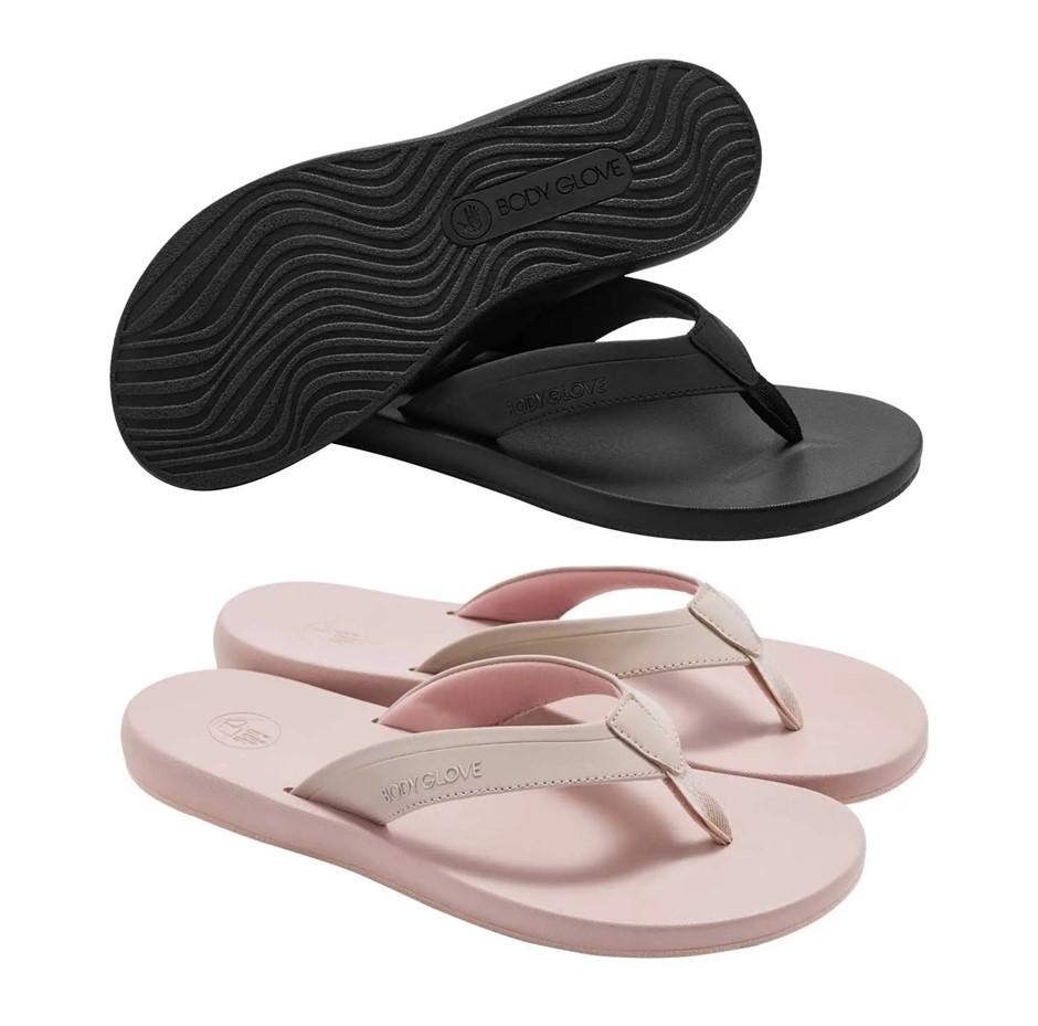 2 Pairs x BODY GLOVE Women's Comfort Flip Flops, Sizes US10 & US11, Pink, 1