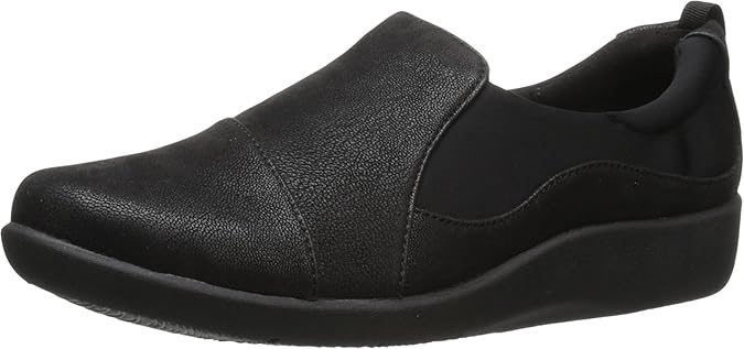 CLARKS Women's Sillian Paz Slip-On Loafer, US5.5/EU35.5, Black Synthetic Nu