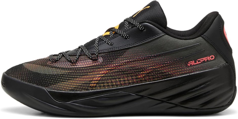 PUMA Men's All-Pro Nitro Fire Glow Sneaker, US8/EU40.5, Black/Sun Stream/Su