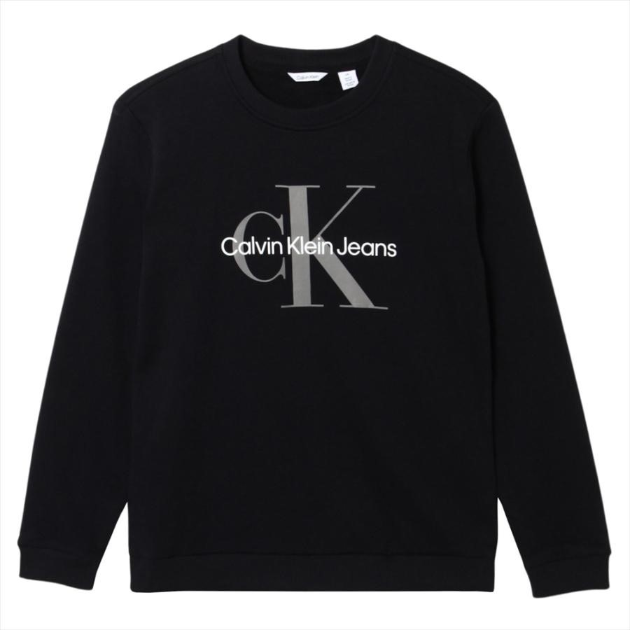 CALVIN KLEIN Mono Logo Crew Sweatshirt, Size M, Cotton, Black (010/UB1), 40