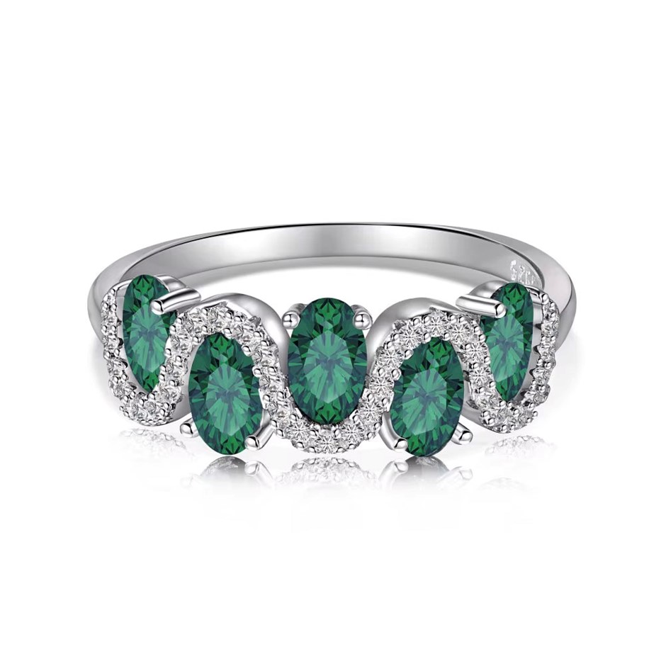 0.25ct Wave Shape Simulated Diamond 925 Sterling Silver Ring - Size 8