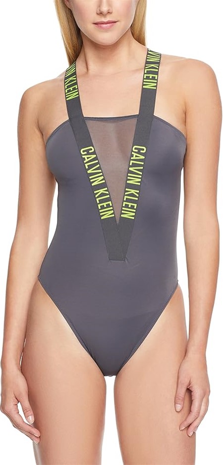 Calvin Klein Women's Intense Power Classic One-Piece Swimsuit, Forged Iron,