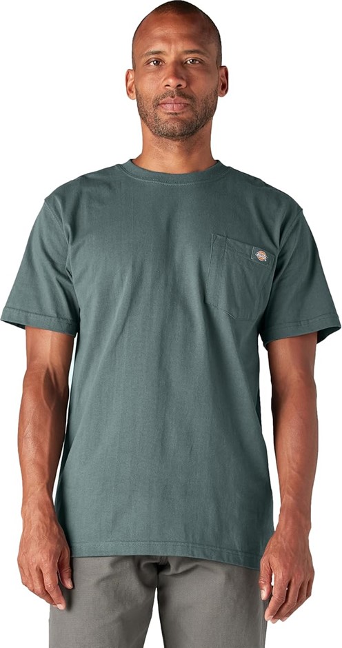 DICKIES Men's Heavyweight Crew Neck Short Sleeve Tee, Small, Lincoln Green,