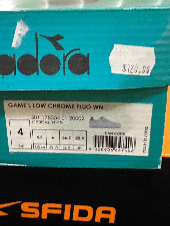 DIADORA GAME LOW CHROME FLUO WN UK SIZE 4 USA SIZE 4.5