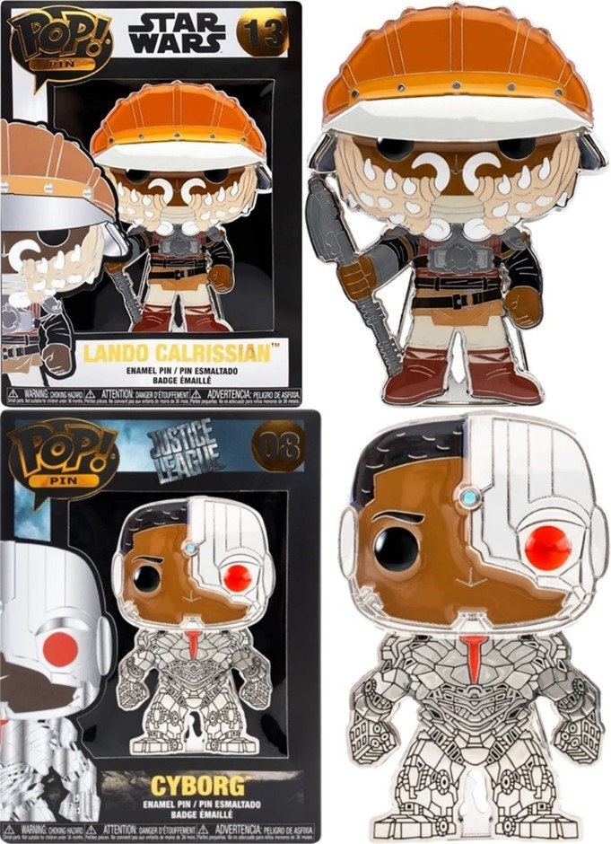 2 x FUNKO Pop! Enamel Pins: Star Wars Lando Calrissian & DC Comics Cyborg (
