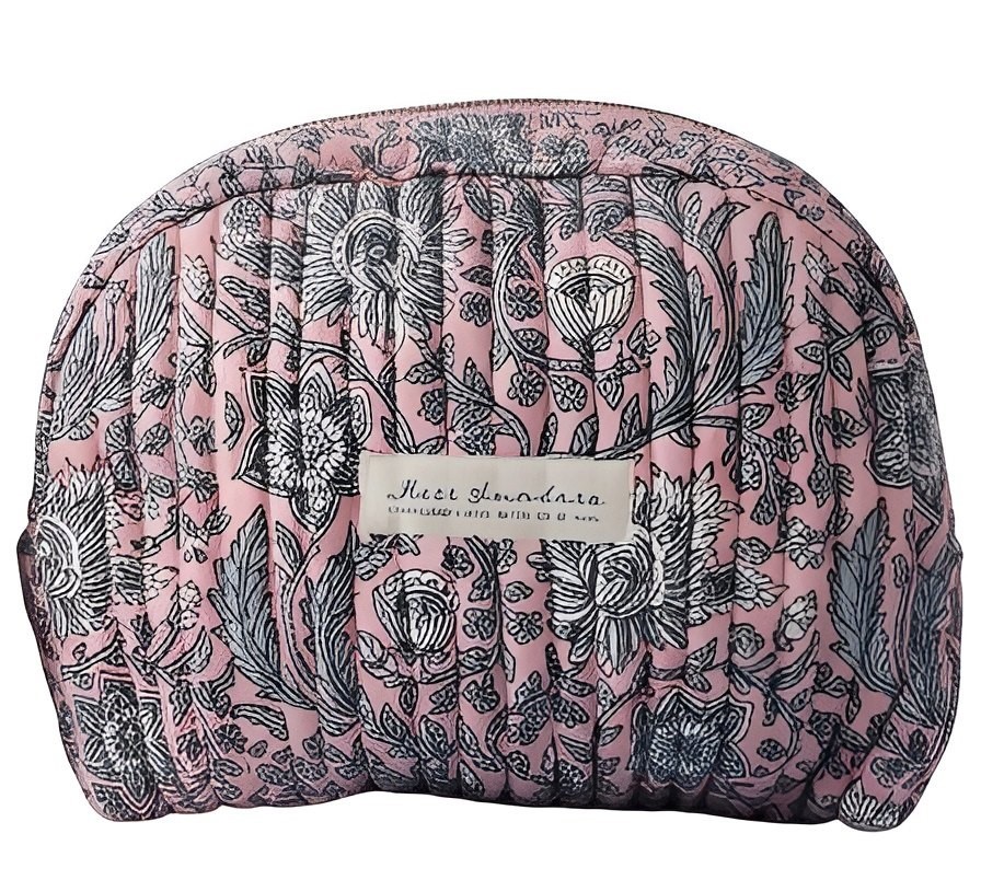 MISS SUNDARA Block Print Weekender Vanity Mini Bum Bag, Botanical Floral