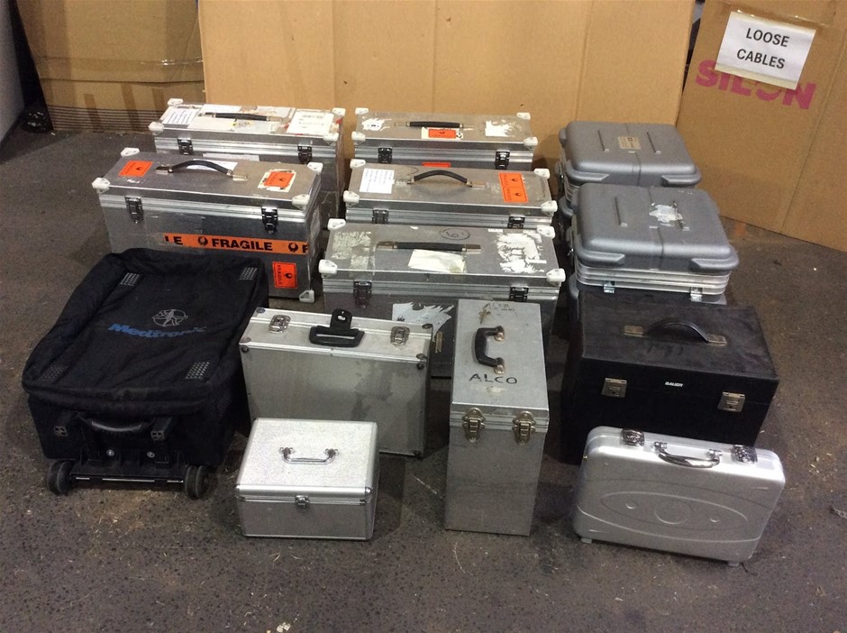 Mixed Aluminum Equipment Cases And Plastic Storage Cases (Lot of 13)