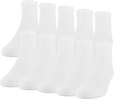 10 Pairs x GILDAN Men's Active Cotton Ankle Socks, Size 6-12, White, GBM001