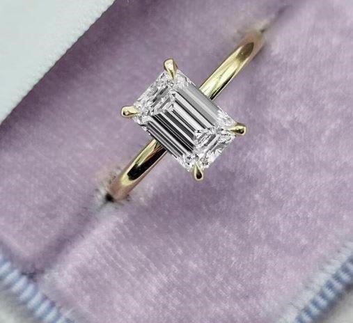 1.0ct GRA Moissanite white 18k Solid Yellow Gold Vermeil Ring-adjustable