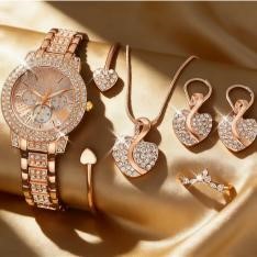 6-Piece Jewellery Set.Watch, Necklace, Bracelet, Ring & Earrings