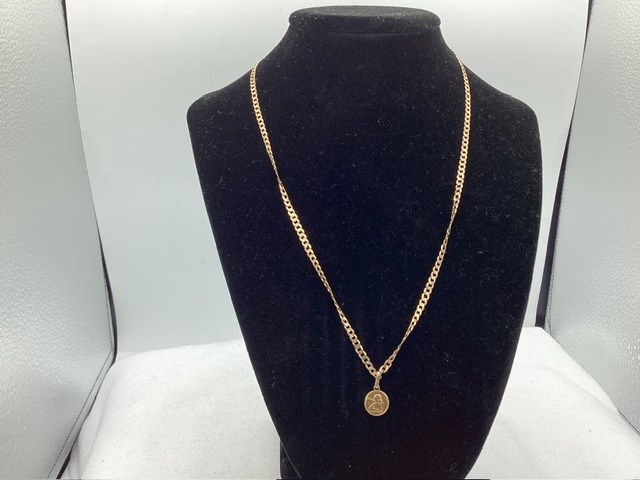 1 x Stamped 9ct Yellow Gold, Chain Necklet and Pendant