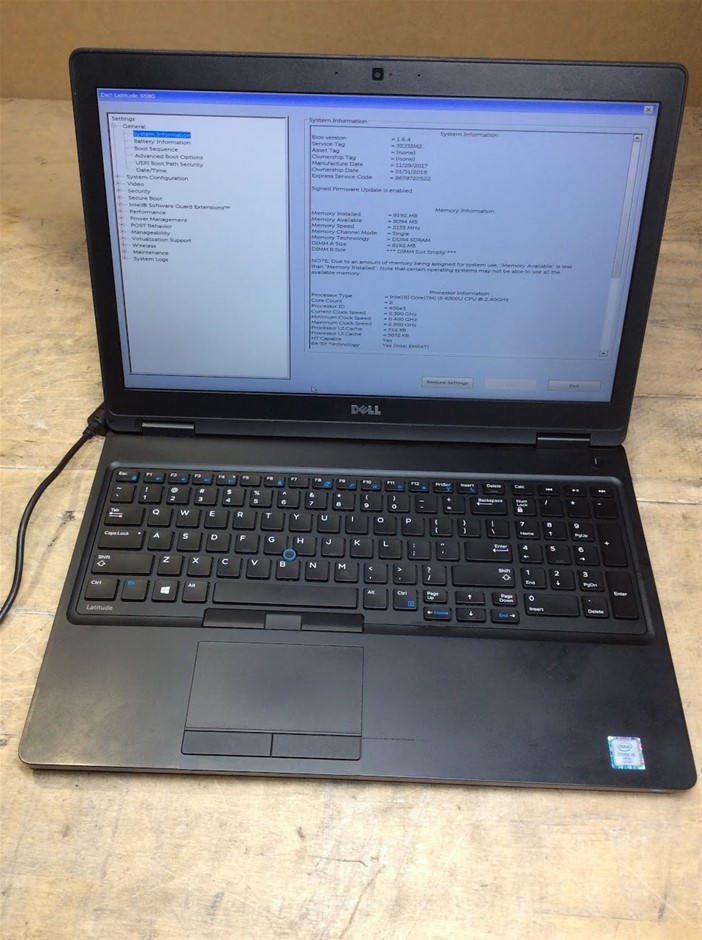 DELL Latitude 5580 Laptop i5-6300U 8GRAM Unknown HDD Black