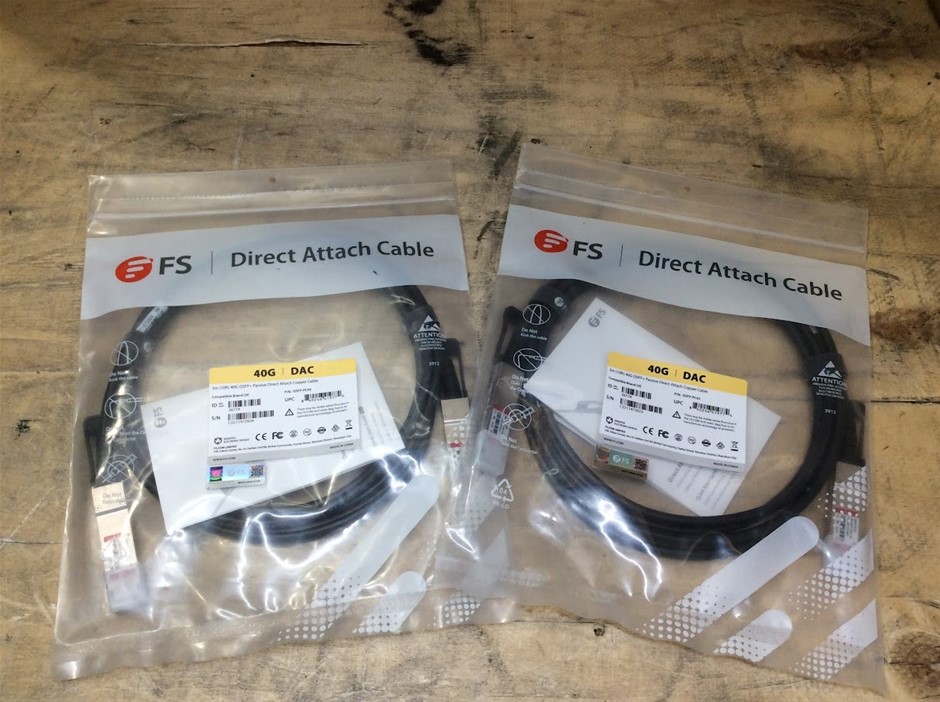 FS 40G QSFP+ Passive Direct Attach Copper (DAC) Cable 3m (Lot of 2)
