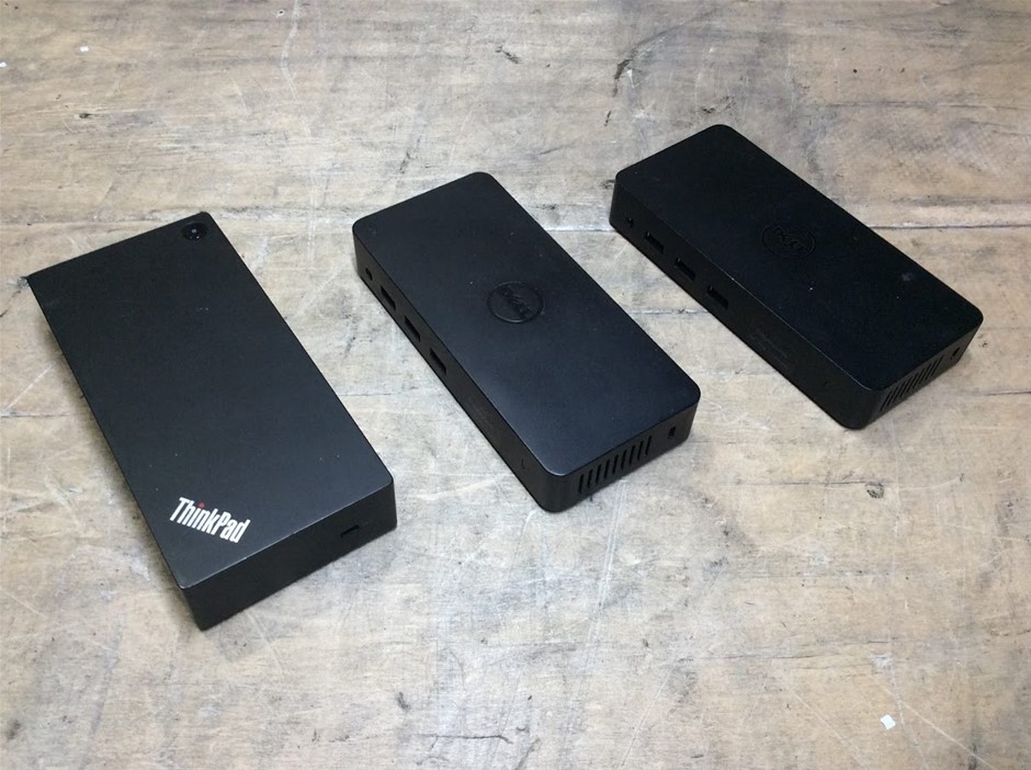 Dell D3100 USB 3.0 Docking Station + Lenovo DK1633 ThinkPad USB-C(Lot of 3)