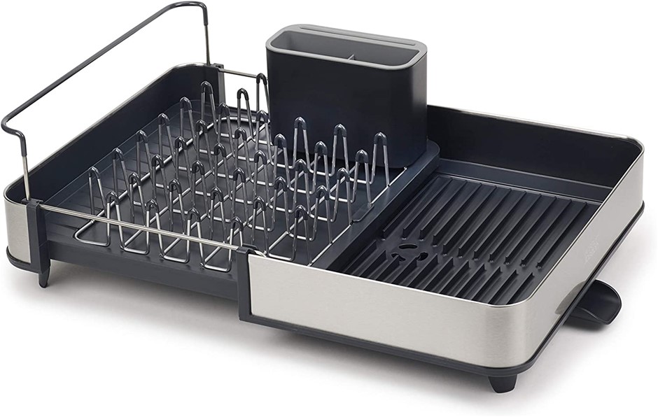 JOSEPH JOSEPH Extend Steel Dish Rack, Grey. 36.4 x 32 x 16.1cm. NB: Damaged
