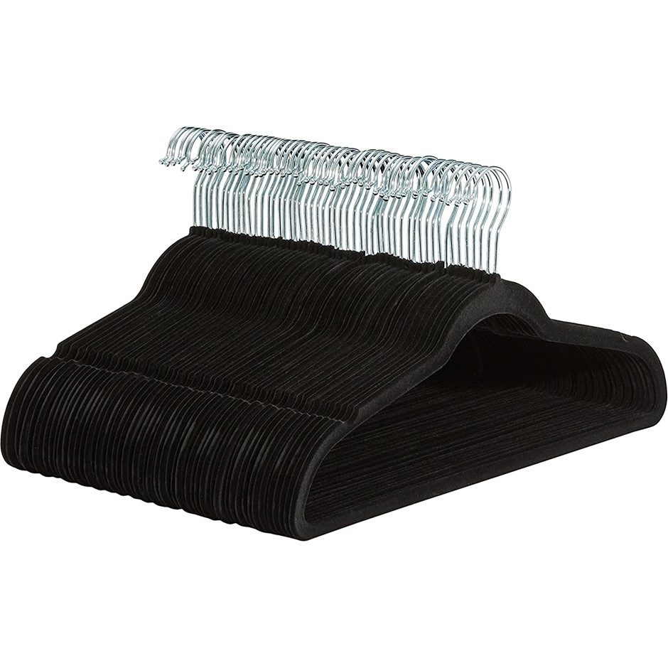 AMAZON BASICS Velvet Suit Hangers, 50pk, Black. NB: Not in Original Box.