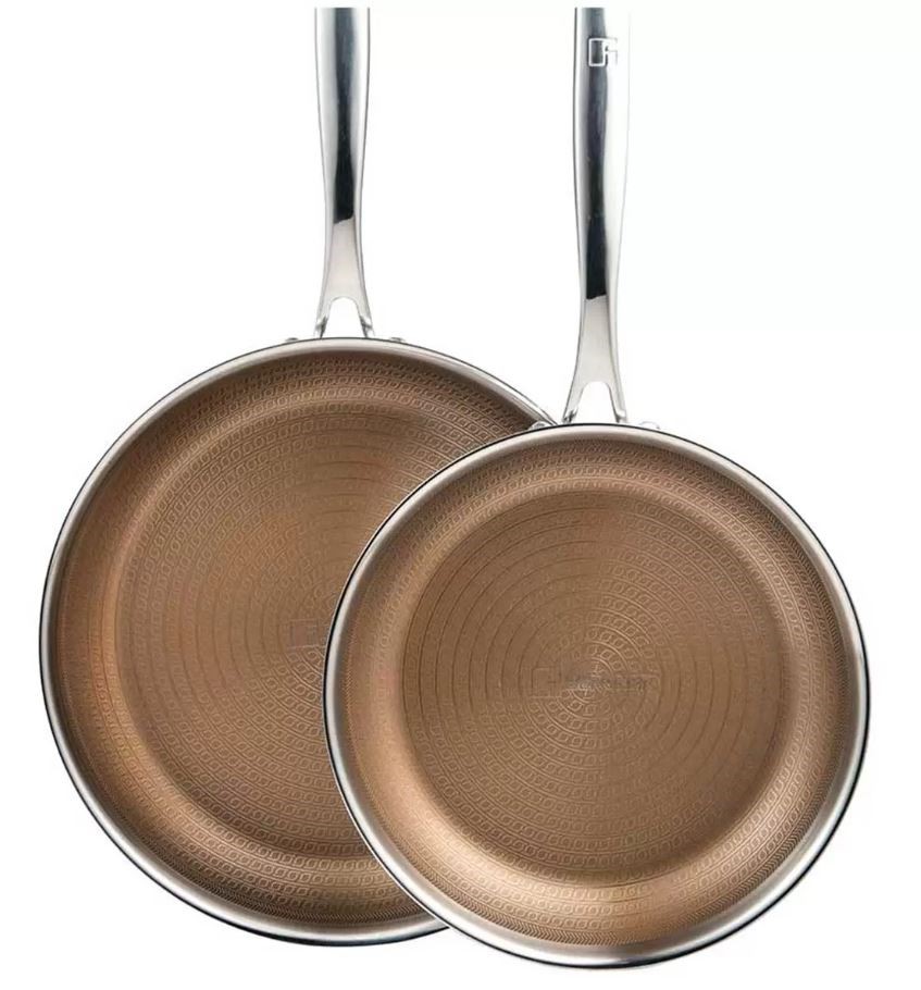 BERGNER 2pc Giro Stainless Steel Frypan Set. NB: Used, no box.