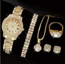 6-Piece Jewellery Set.Watch, Necklace, Bracelet, Ring & Earrings