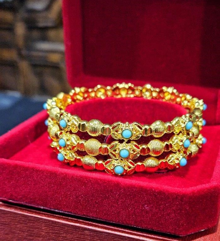 6pcs x 22K/ITALY Triple Yellow Gold Plated  Bangles  with stamp
