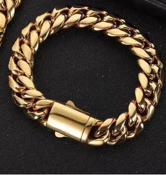 18k Italy Stamped  Yellow Gold Filled Bracelet-Quality Guarantee-22cm-12mm