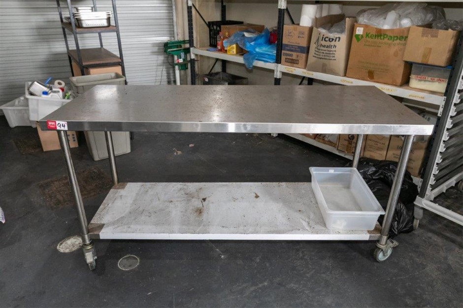 Mobile Stainless Steel Prep Bench with Under Shelf