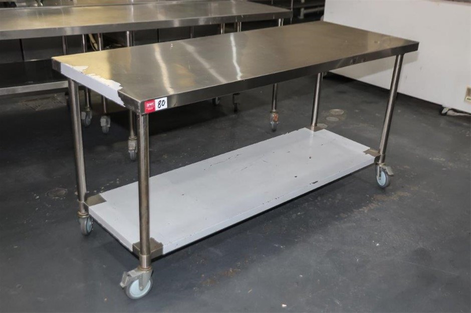 Mobile Stainless Steel Prep Bench with Under Shelf