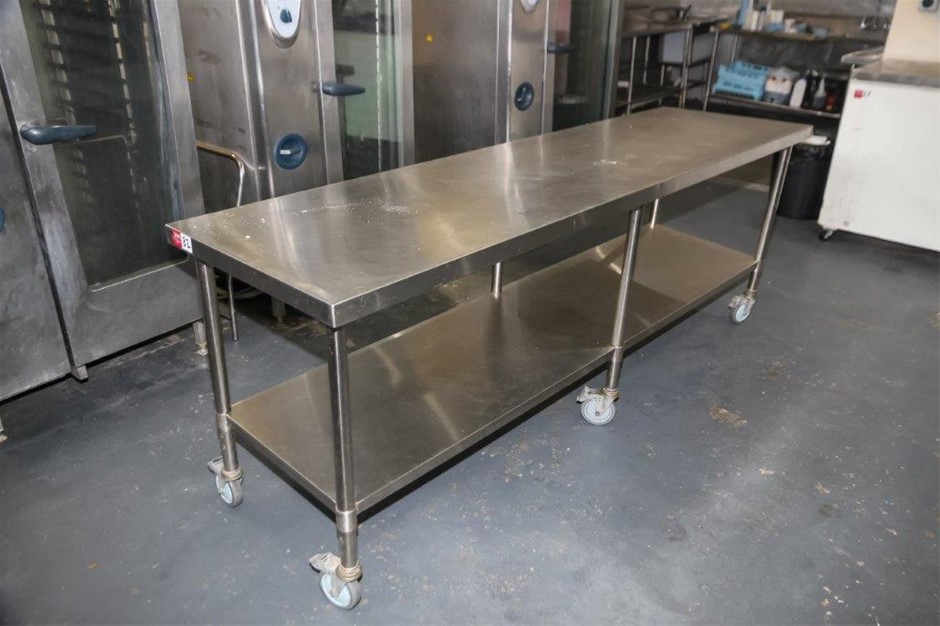 Mobile Stainless Steel Prep Bench with Under Shelf